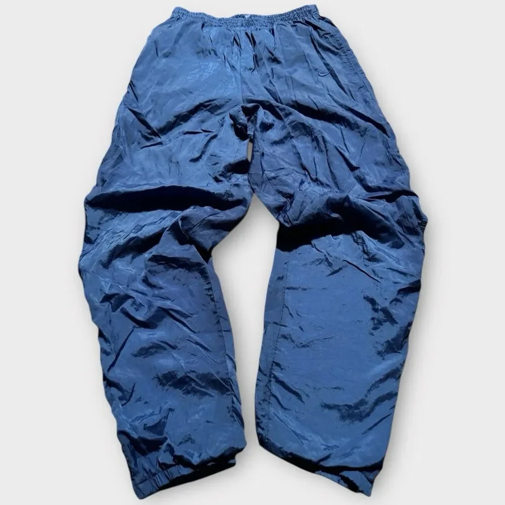 Vintage NIKE 90s Men M Track Pants Blue Fit Inner Liner Parachute Windbreakers
